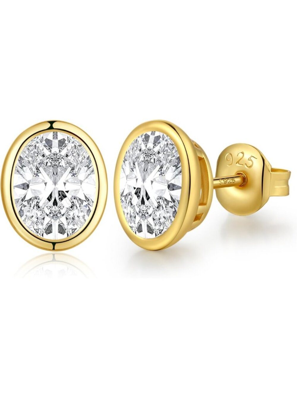 925 Sterling Silver Cubic Zirconia Stud Earrings - Heart, Oval, Cushion & More